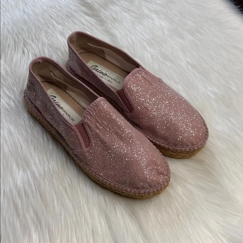 Gaimo Glitter Pink Espadrille Platform Slip Ons